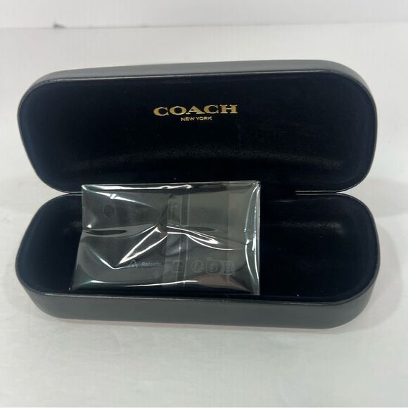 New! COACH Hard Case For Eyeglasses Black Leather Clam Shell Case Bundle of 2 - Picture 3 of 6